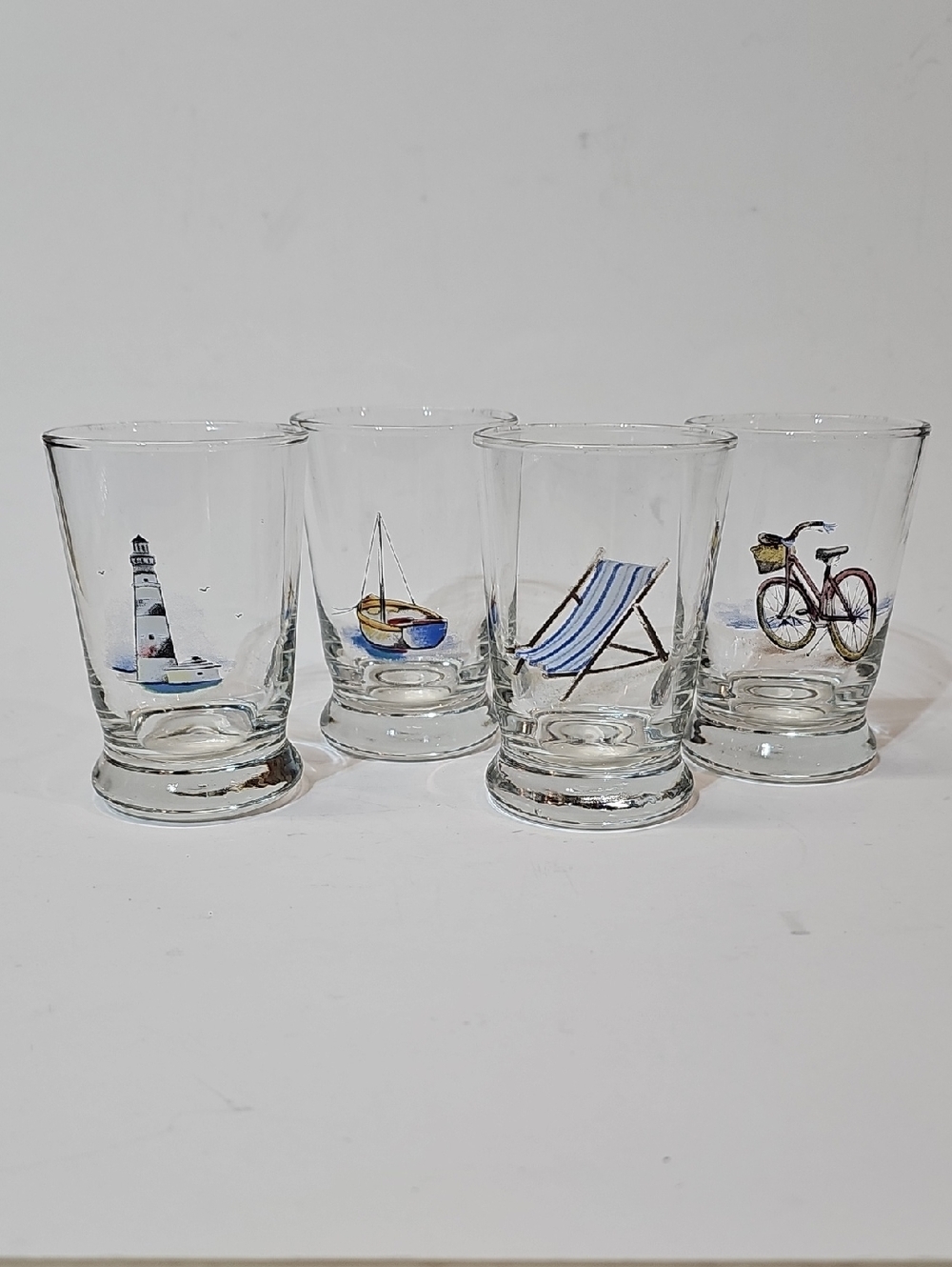 Vintage Ralph Lauren Small Coastal Glasses - Set Of 4 - Beach Theme